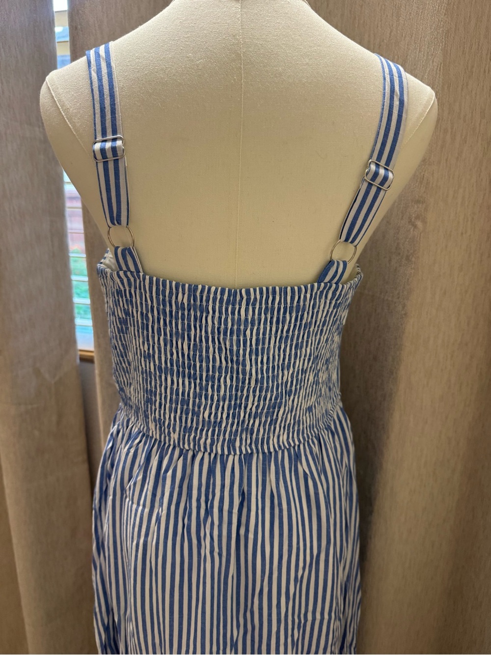 #54 Pretty Garden Dark Blue and White Striped Square Neck Maxi Dress - Picture 10 of 10